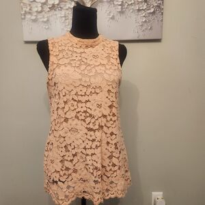 Rose & Olive Floral Lace Sleeveless Blouse - Cream